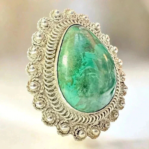 Vintage Eilat Stone in .935 Argentium Silver Brooch Pendant - Picture 2 of 13